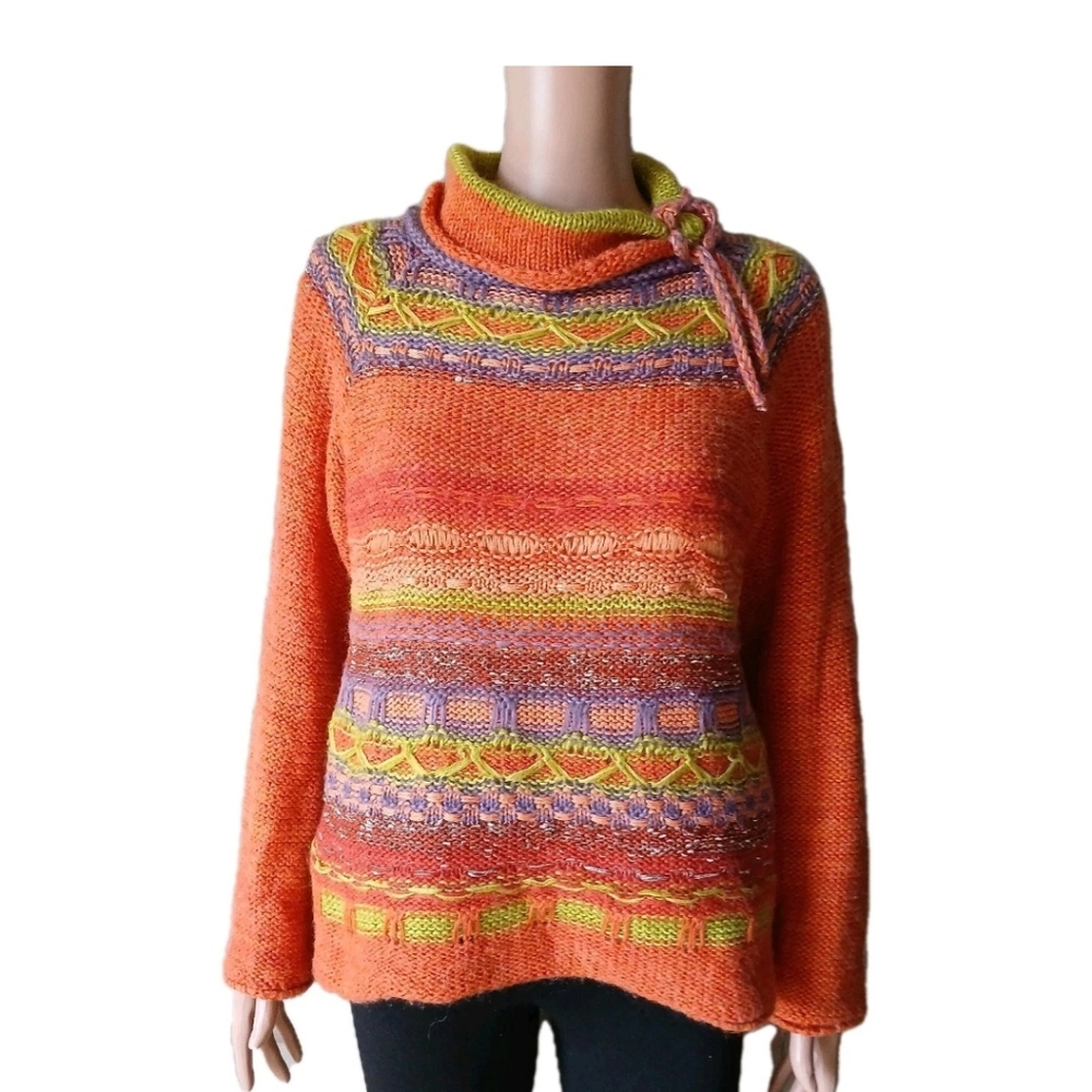 Skovhuus Bohemia Artesanal  Cowl Neck Tie Detail On One Side Sweater SZ L Womens